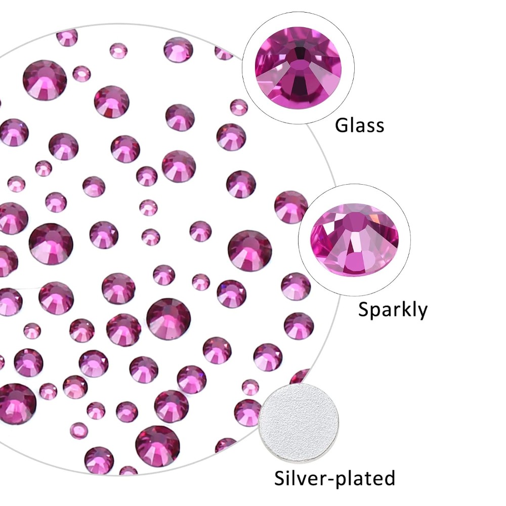 Nail Art Fuchsia - Rhinestone Kaca Fuchsia DIY Terlaris untuk