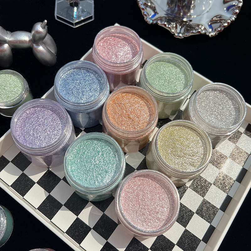 Nail Art Inspo - Bubuk Mika Glitter Berlian Mermaid, Pigmen