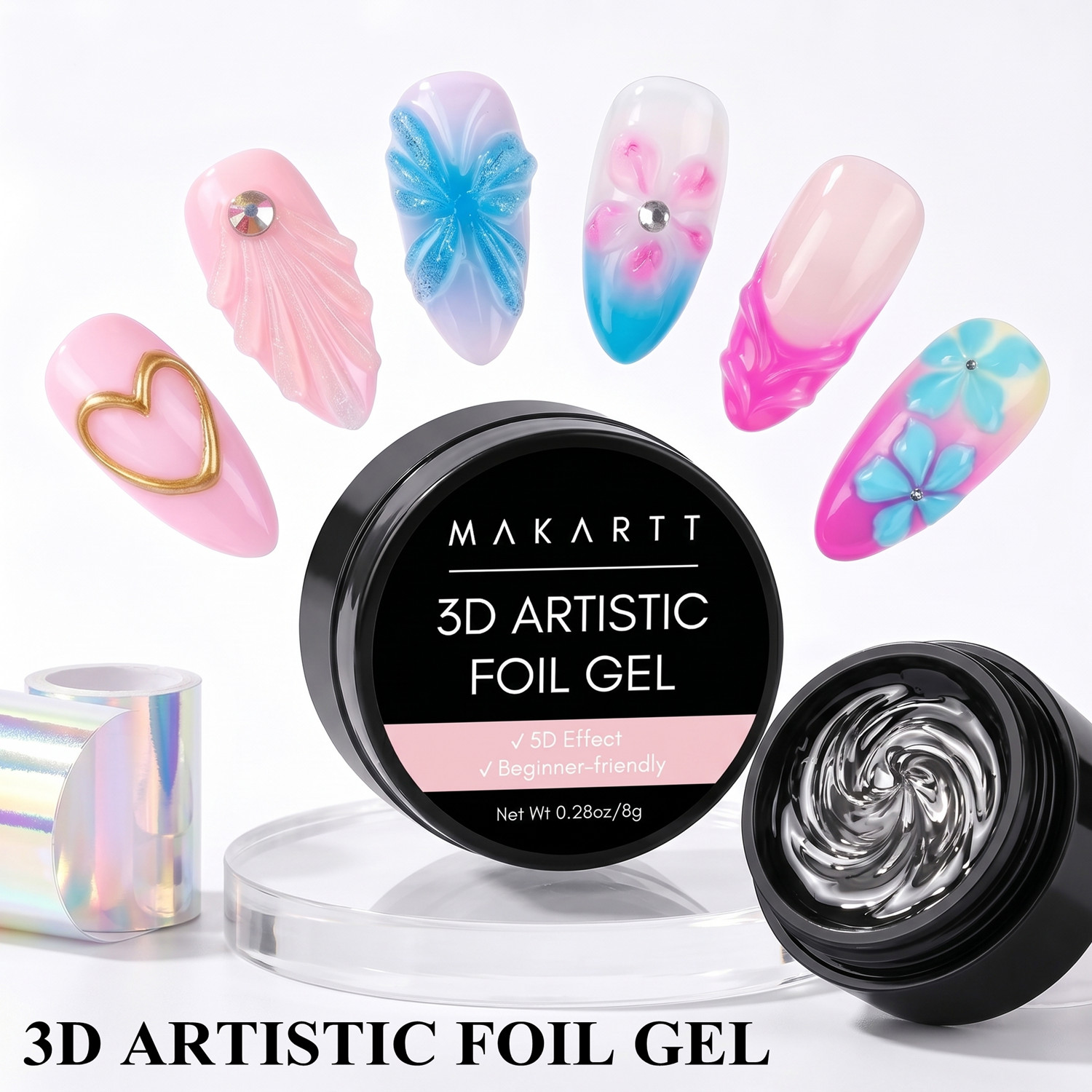 Uv Led Lamp Nail - Makartt 3D Nail Gel 8ml Lem