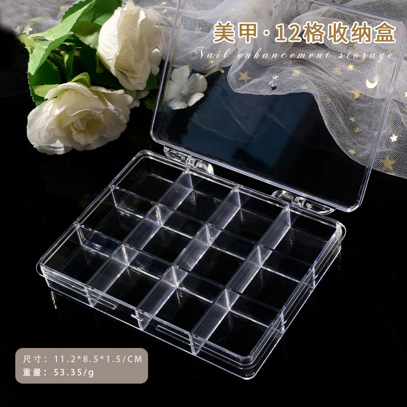 Nail Art Inspo - Kotak Organizer plastik bening 6/12/24 kisi,