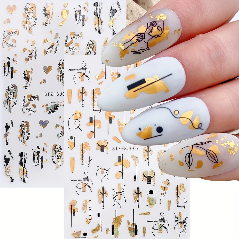 Nail Art Leopard - 1 Buah Stiker Geometri Abstrak untuk