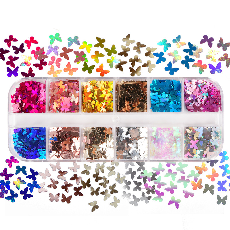 Nail Art Inspo - Aksesori Ekstensi Bulu Mata Glitter Kupu-kupu