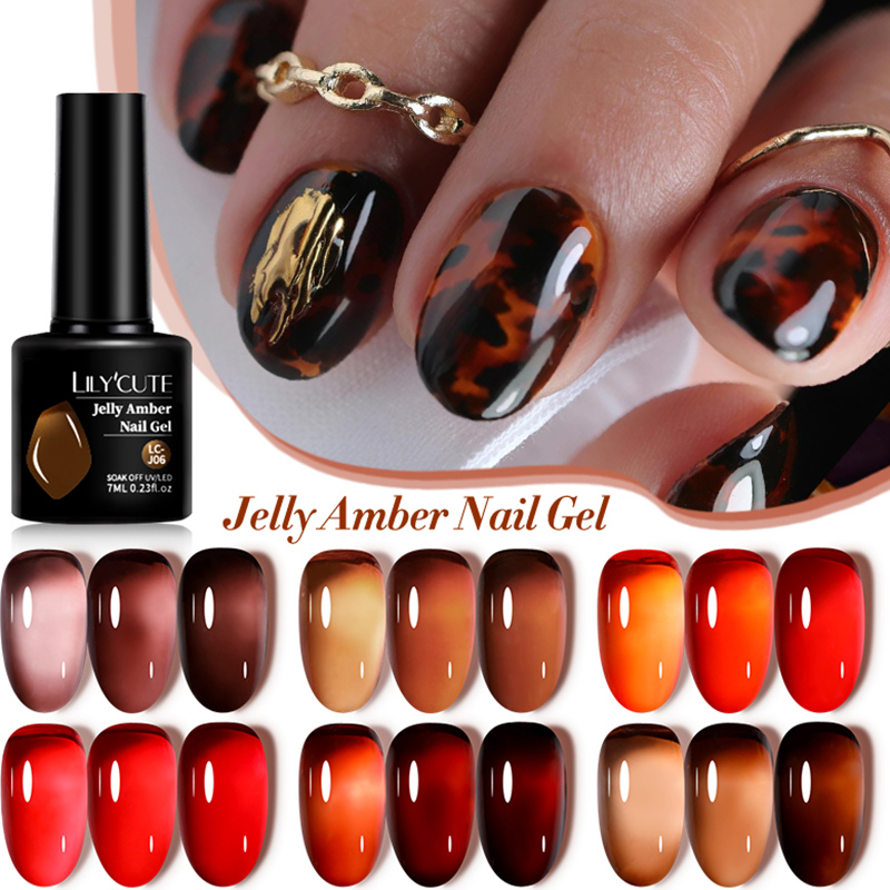 LILYCUTE 7ML Gel Amber jeli ca - Nail Art Leopard ulasan dan harga