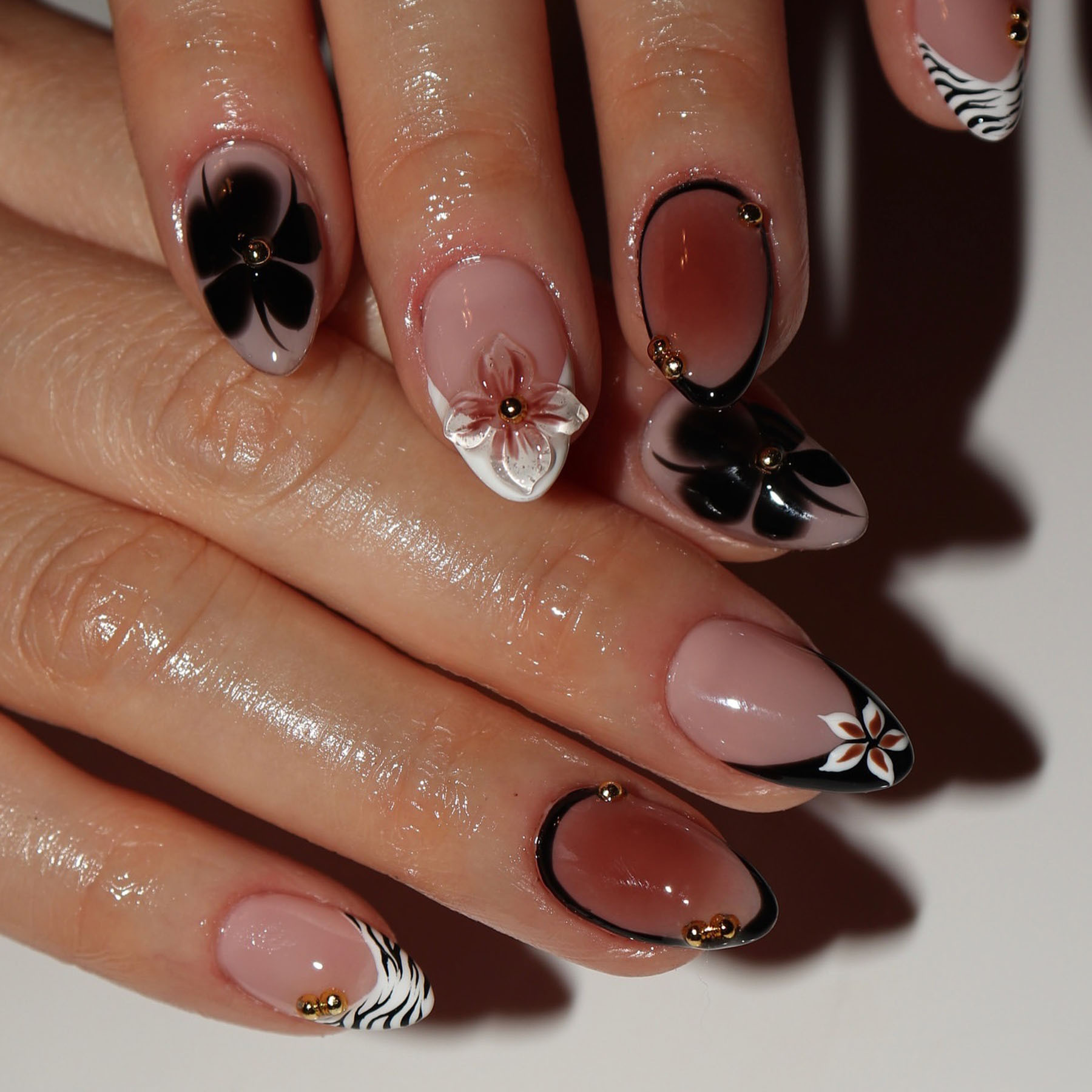 24pcs Kuku Palsu Motif Bunga C - Nail Art Leopard ulasan dan harga