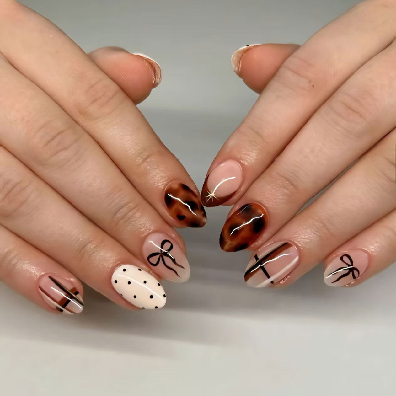 24pcs Kuku Palsu Motif Bunga C - Nail Art Leopard ulasan dan harga