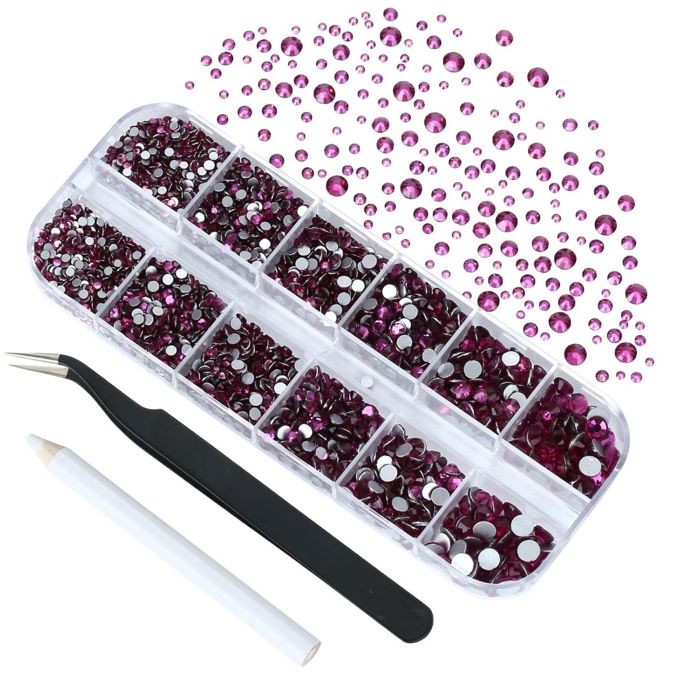Rhinestone Kaca Fuchsia DIY Te - Nail Art Fuchsia ulasan dan harga