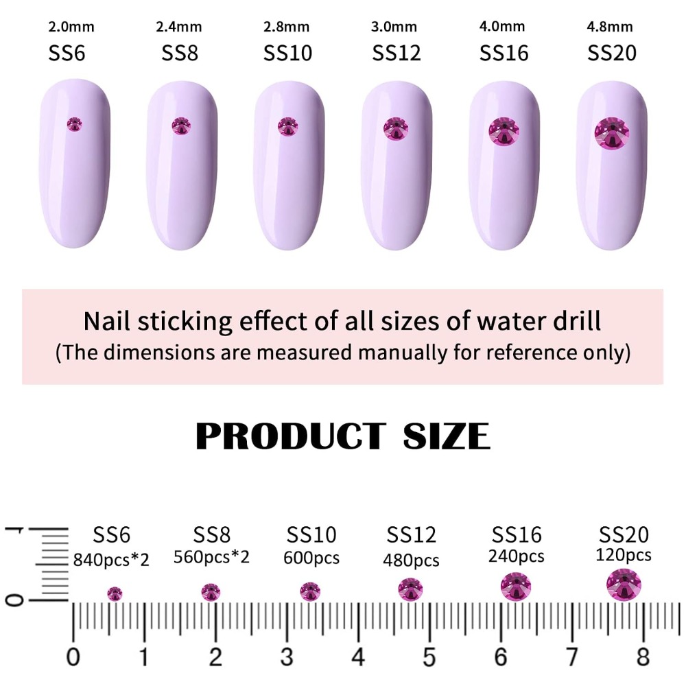Rhinestone Kaca Fuchsia DIY Te - Nail Art Fuchsia ulasan dan harga