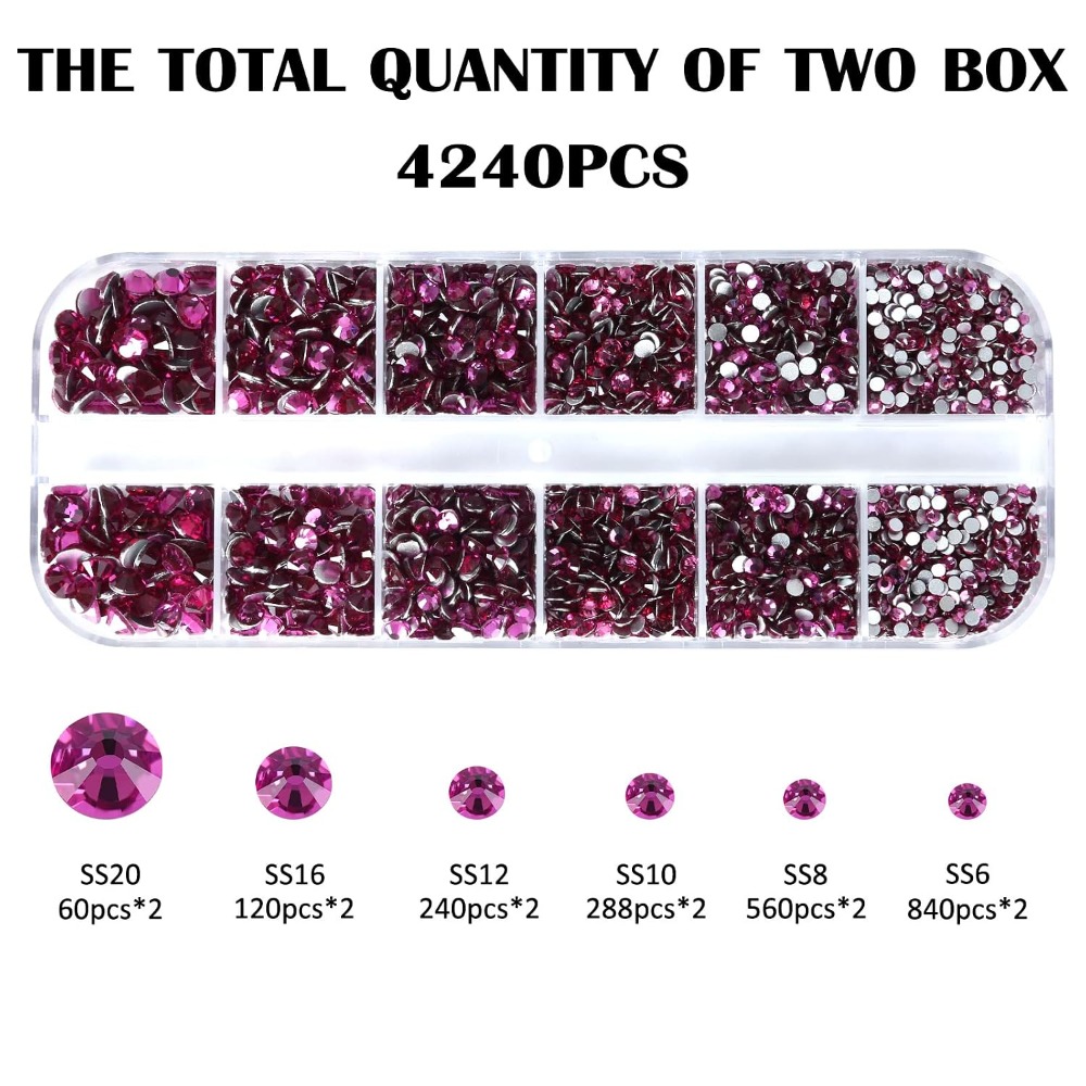 Rhinestone Kaca Fuchsia DIY Te - Nail Art Fuchsia ulasan dan harga
