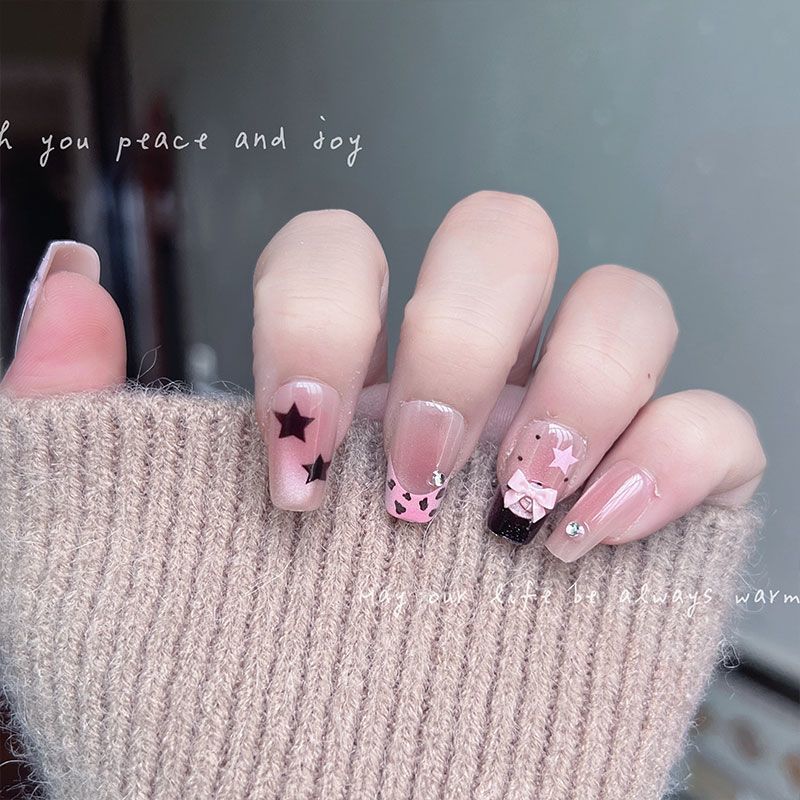 10pcs Kuku Palsu Pendek Bentuk - Nail Art Leopard ulasan dan harga