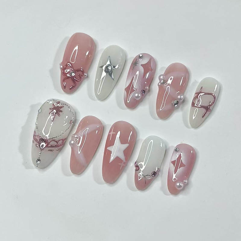24 Buah Set Kuku Almond Pendek - Nail Art Inspo ulasan dan harga