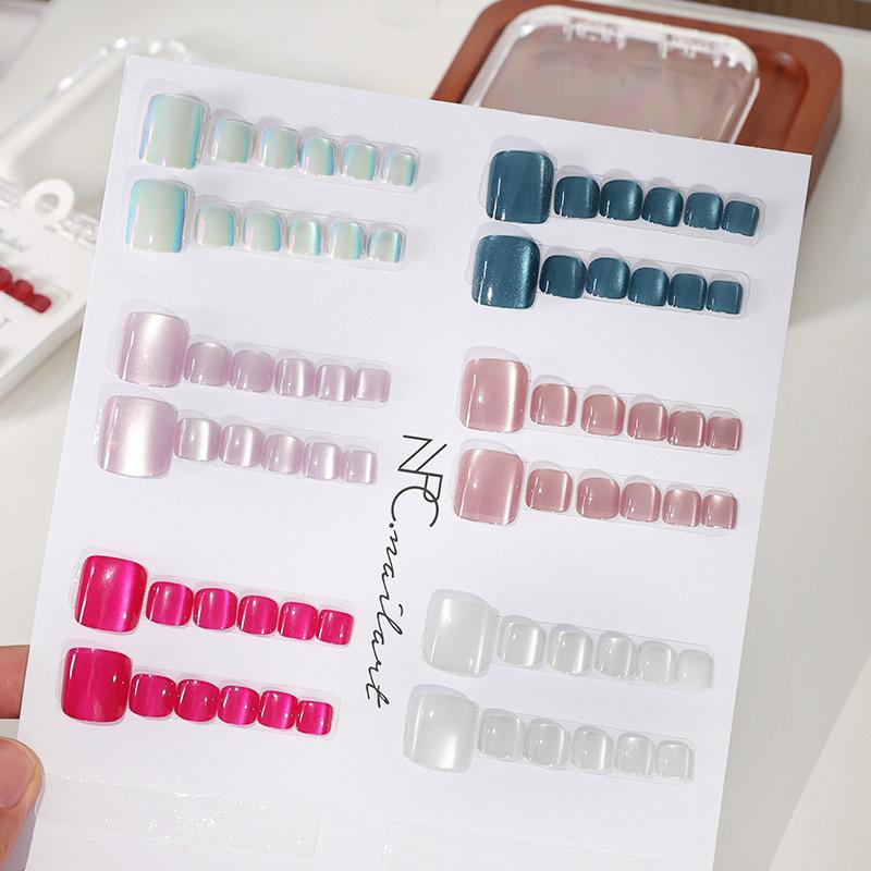 10 Pcs/Box Kuku Palsu Prancis  - Nail Art Extension Cat Eye ulasan dan harga