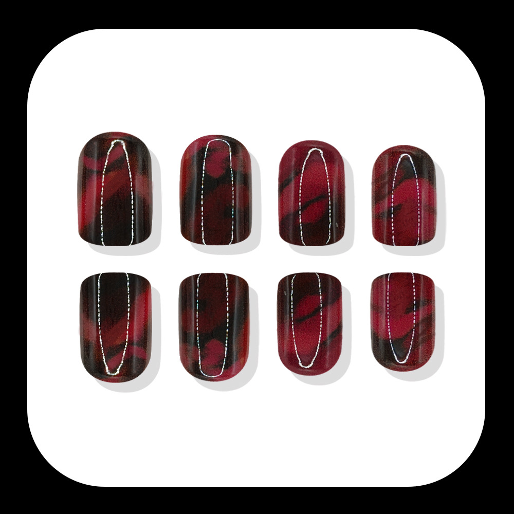 24pcs Kuku Palsu Pendek Perseg - Nail Art Leopard ulasan dan harga