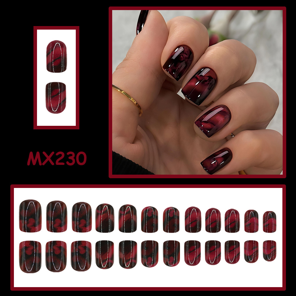 24pcs Kuku Palsu Pendek Perseg - Nail Art Leopard ulasan dan harga