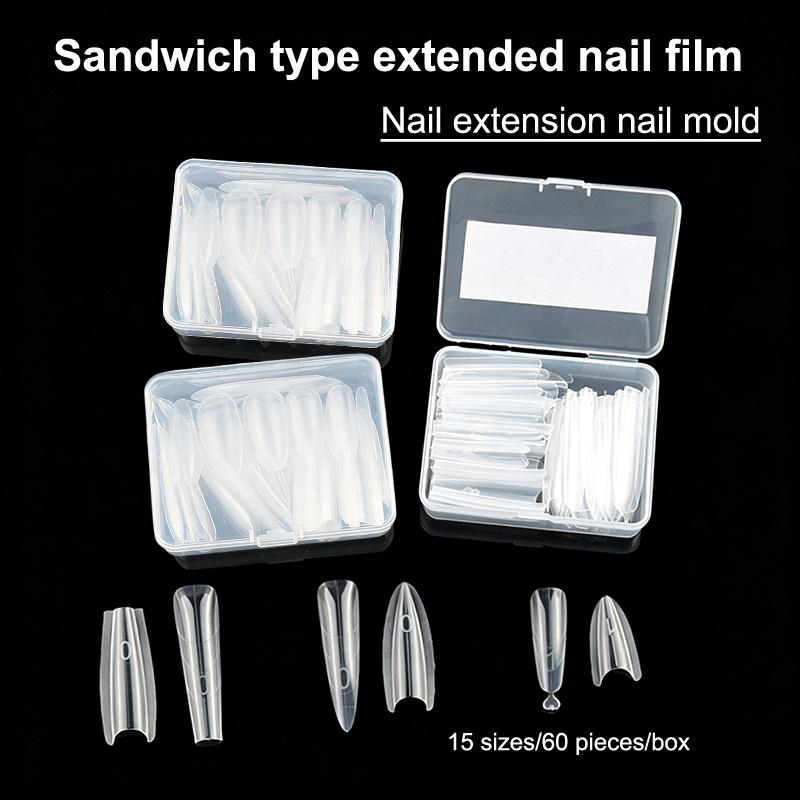 60pcs/box Coffin Dual Nail For - Nail Extension Form ulasan dan harga