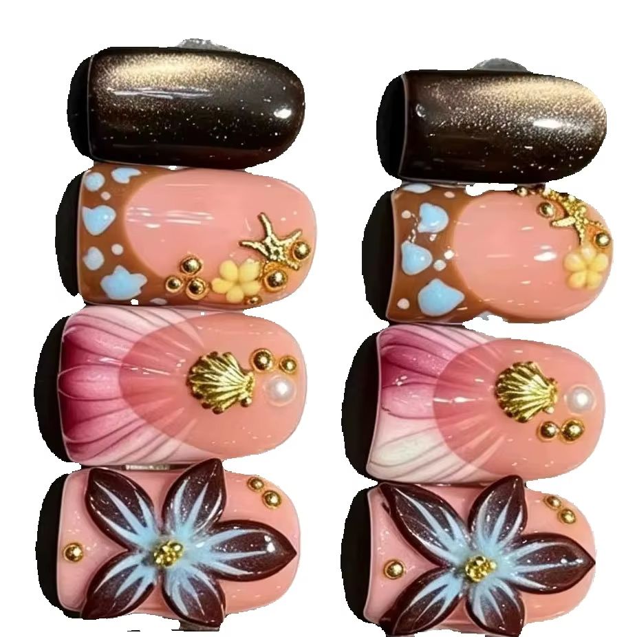 10Pcs/set Kuku Palsu Pendek Wa - Nail Art Leopard ulasan dan harga