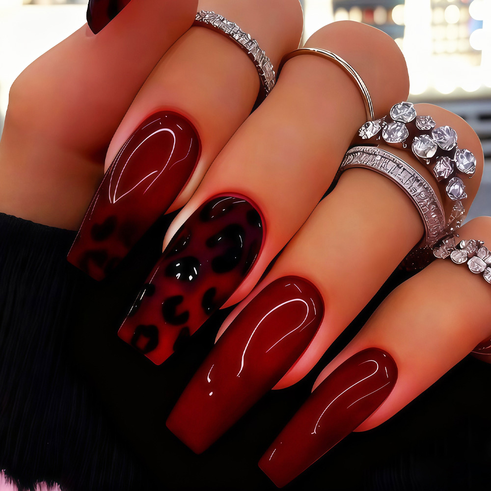 Tips kuku palsu ukuran sedang  - Nail Art Leopard ulasan dan harga