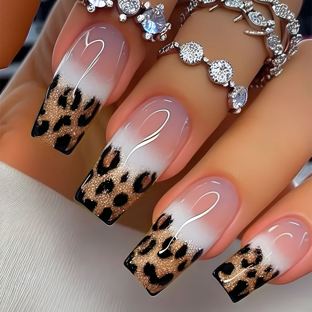 24 Buah Kuku Palsu Desain Ceta - Nail Art Leopard ulasan dan harga