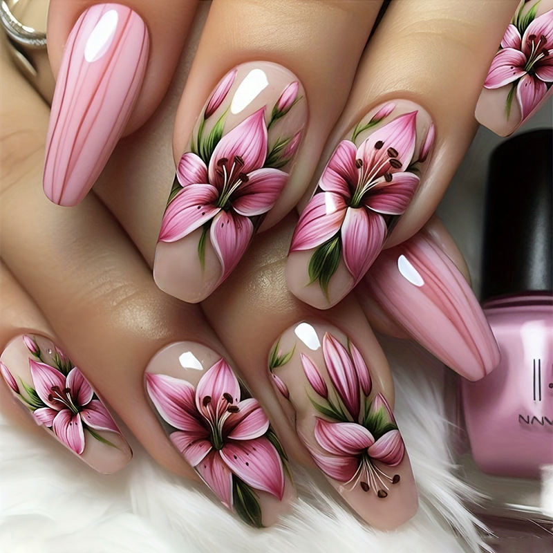 24 Buah Kuku Palsu Desain Ceta - Nail Art Leopard ulasan dan harga