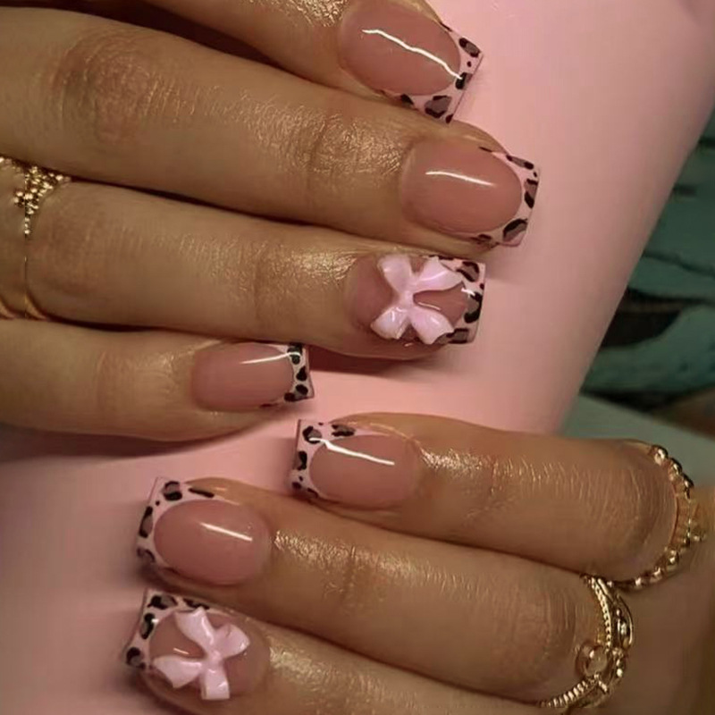 Kuku Palsu Pink Leopard Print  - Nail Art Leopard ulasan dan harga