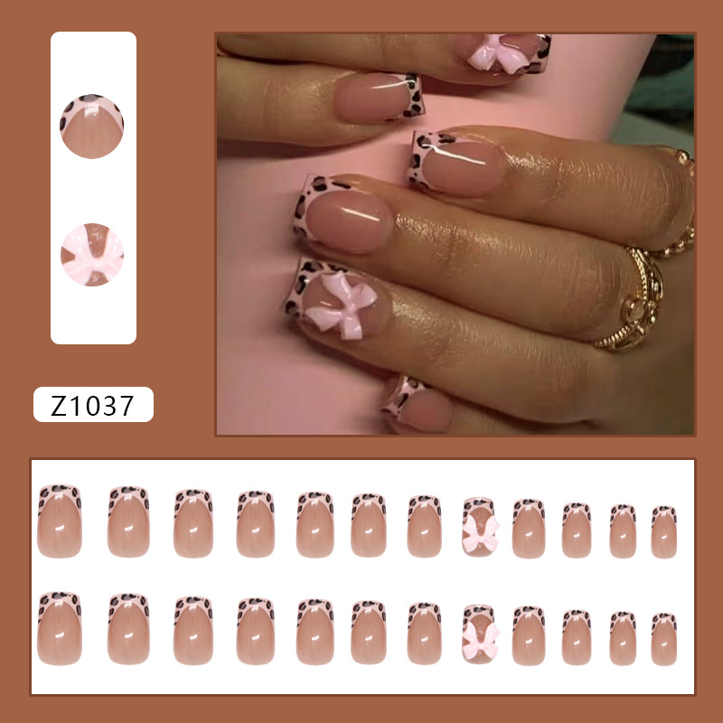 Kuku Palsu Pink Leopard Print  - Nail Art Leopard ulasan dan harga