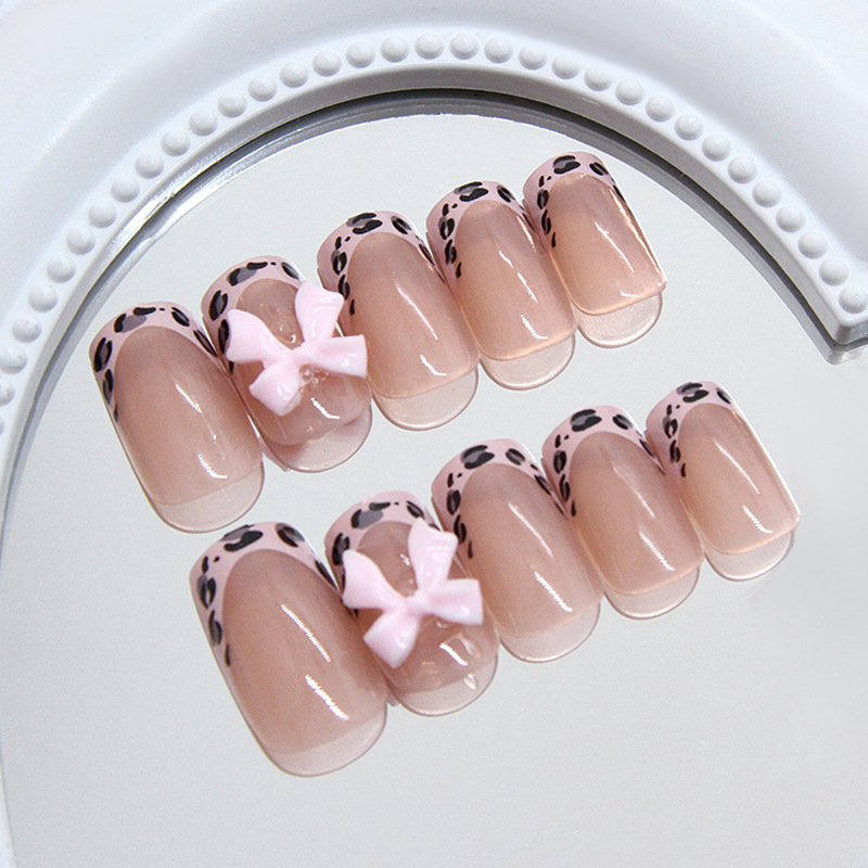 Kuku Palsu Pink Leopard Print  - Nail Art Leopard ulasan dan harga