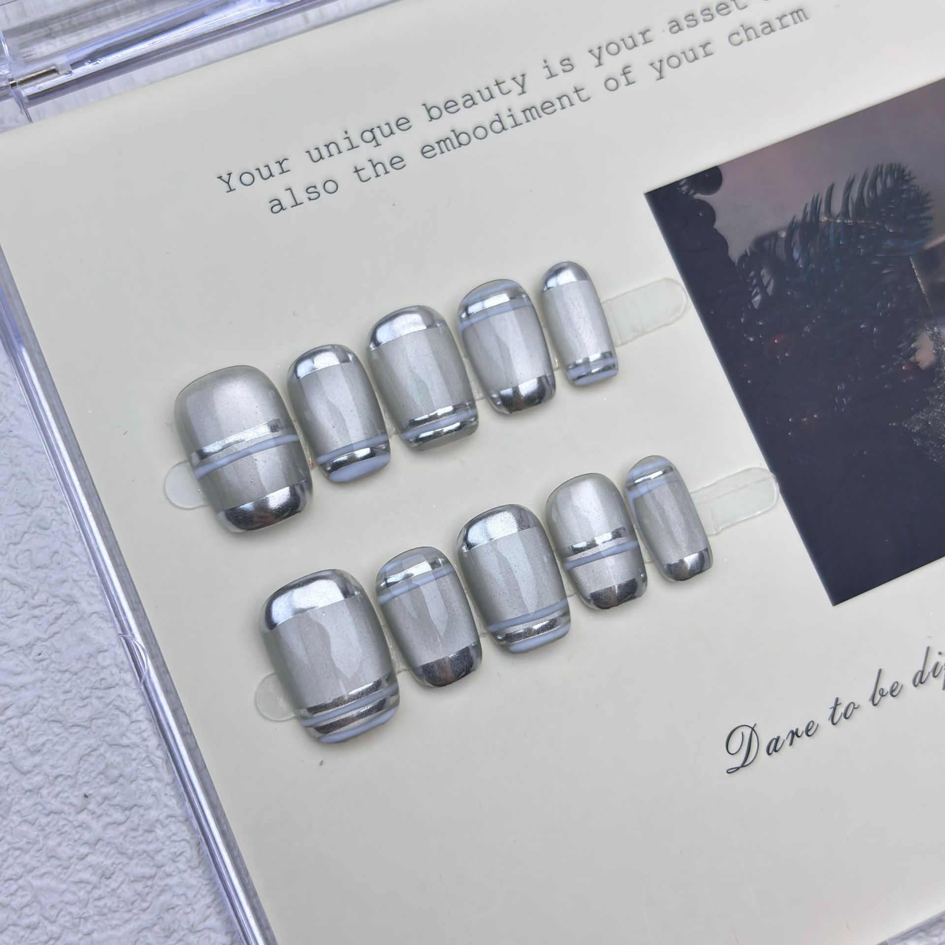 10pcs Aurora Chrome Press on N - Nail Art Inspo ulasan dan harga