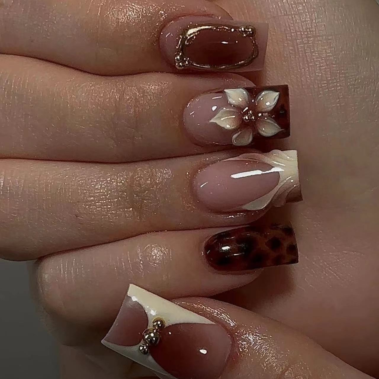 Kuku palsu pendek persegi untu - Nail Art Leopard ulasan dan harga