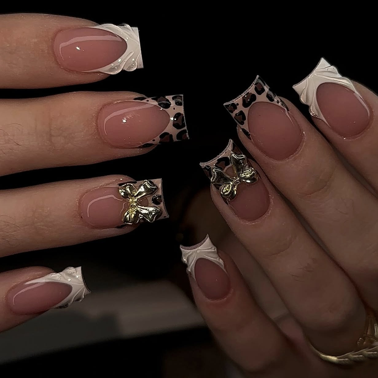Kuku palsu pendek persegi untu - Nail Art Leopard ulasan dan harga