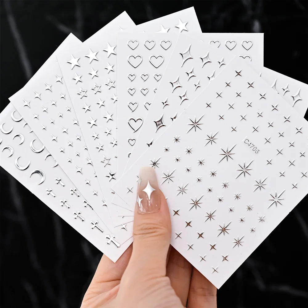 6 Lembar Stiker Kuku Perak Log - Nail Art Leopard ulasan dan harga