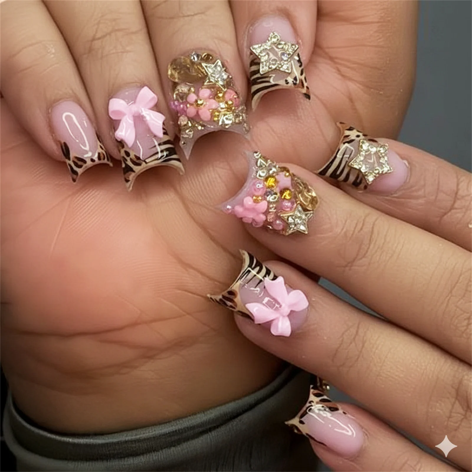 24Pcs Kuku Palsu Pendek Model  - Nail Art Leopard ulasan dan harga